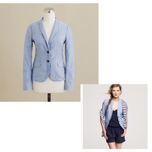 J.Crew Schoolboy Blazer Summer Stripe Blue Size 6